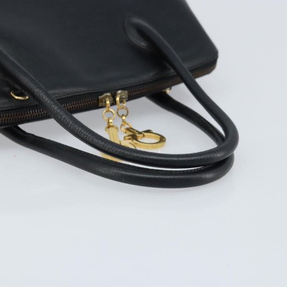Salvatore Ferragamo Handtasche Leder Schwarz Gold Auth 173778