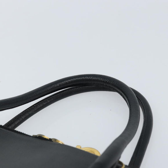 Salvatore Ferragamo Handtasche Leder Schwarz Gold Auth 173778