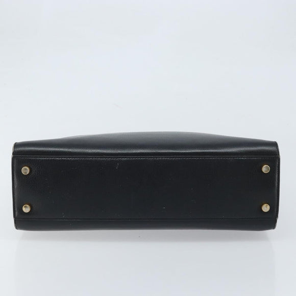 Salvatore Ferragamo Handtasche Leder Schwarz Gold Auth 173778