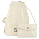 Salvatore Ferragamo Backpack Patent leather White Gold Auth 173783-1