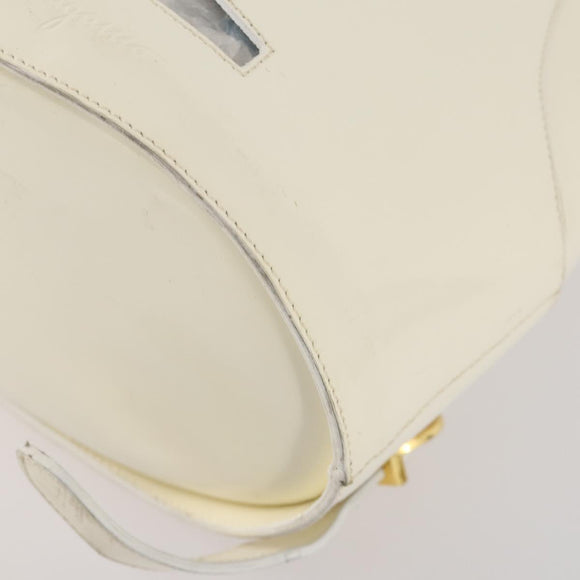 Salvatore Ferragamo Backpack Patent leather White Gold Auth 173783