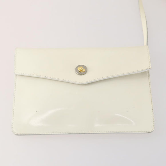 Salvatore Ferragamo Backpack Patent leather White Gold Auth 173783