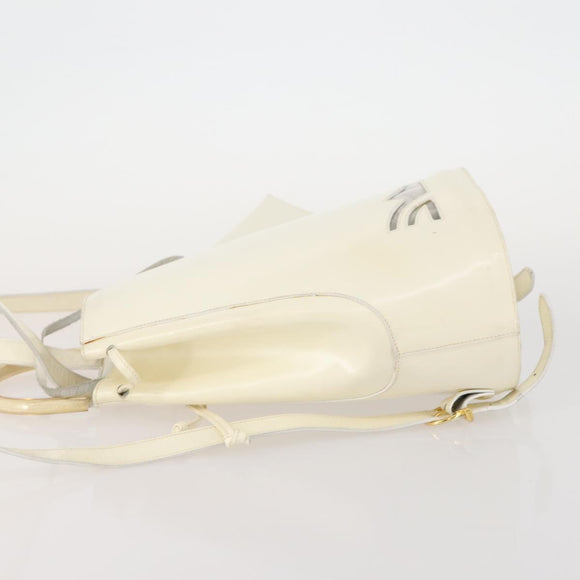 Salvatore Ferragamo Backpack Patent leather White Gold Auth 173783