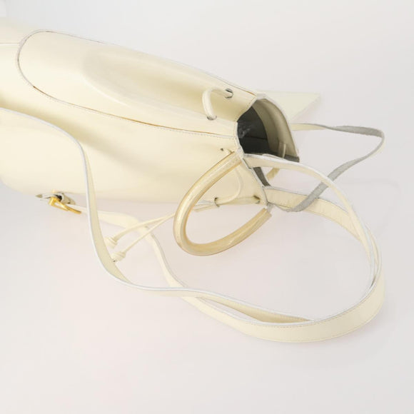 Salvatore Ferragamo Backpack Patent leather White Gold Auth 173783