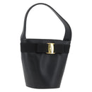 Salvatore Ferragamo Vara Ribbon Hand Bag Leather Black Auth 173784-1