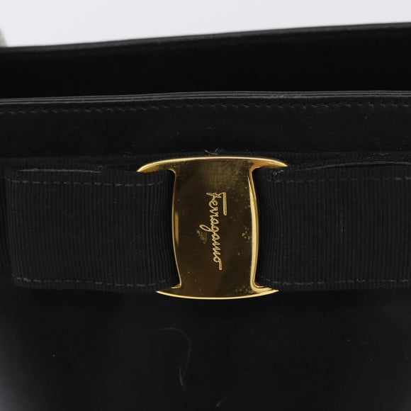 Salvatore Ferragamo Vara Ribbon Hand Bag Leather Black Auth 173784