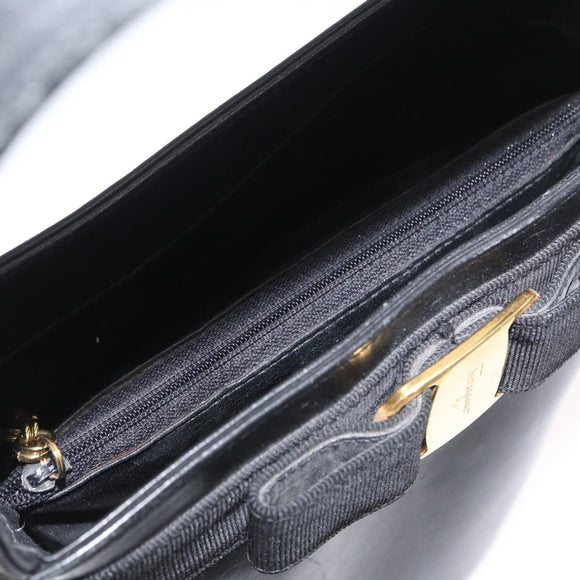 Salvatore Ferragamo Vara Ribbon Hand Bag Leather Black Auth 173784
