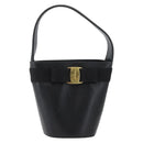 Salvatore Ferragamo Vara Ribbon Hand Bag Leather Black Auth 173784-13