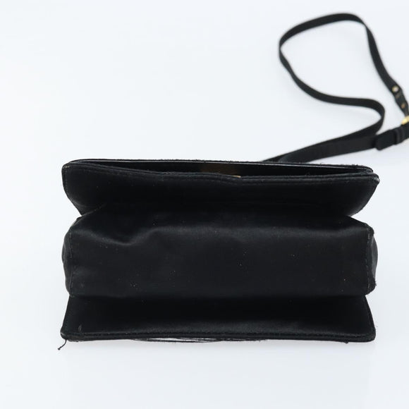Salvatore Ferragamo Vala Ribbon Shoulder Bag Satin 2way Black Gold Auth 173786