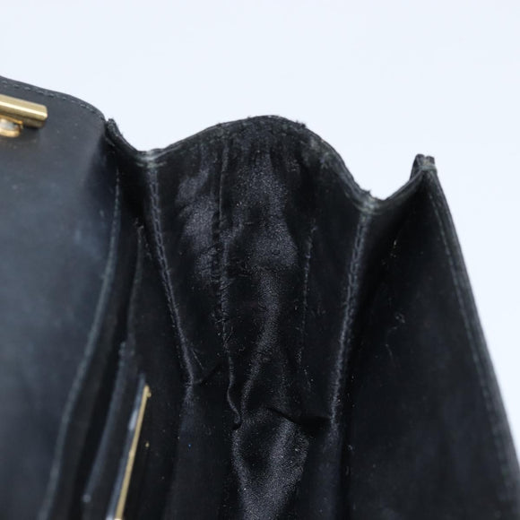 Salvatore Ferragamo Vala Ribbon Shoulder Bag Satin 2way Black Gold Auth 173786