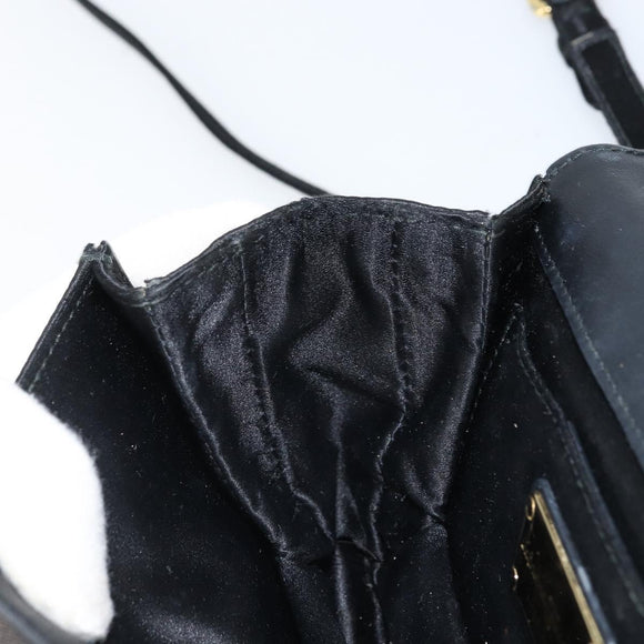 Salvatore Ferragamo Vala Ribbon Shoulder Bag Satin 2way Black Gold Auth 173786