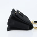 Salvatore Ferragamo Vala Ribbon Shoulder Bag Satin 2way Black Gold Auth 173786-4