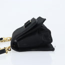 Salvatore Ferragamo Vala Ribbon Shoulder Bag Satin 2way Black Gold Auth 173786-5