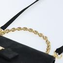 Salvatore Ferragamo Vala Ribbon Shoulder Bag Satin 2way Black Gold Auth 173786-8