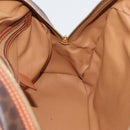 CELINE Macadam Canvas Hand Bag PVC Leather Brown Gold Auth 173791-20