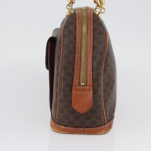 CELINE Macadam Canvas Hand Bag PVC Leather Brown Gold Auth 173791