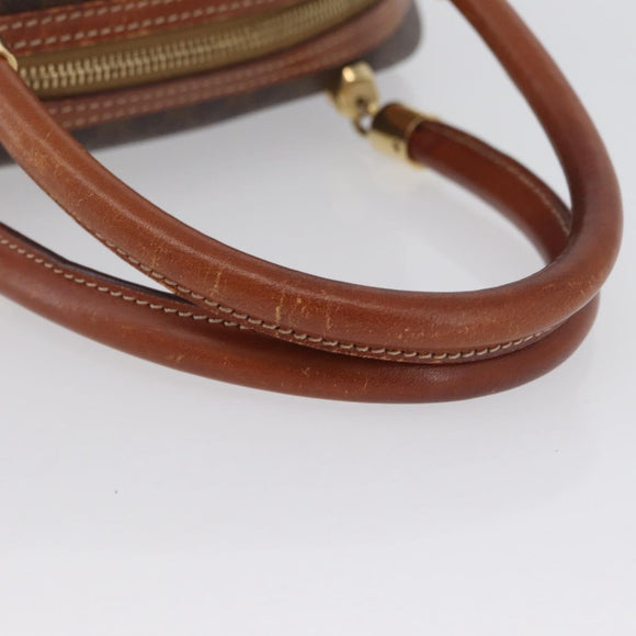 CELINE Macadam Canvas Hand Bag PVC Leather Brown Gold Auth 173791