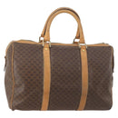 CELINE Macadam Canvas Boston Bag PVC Leather Brown Gold Auth 173792-1