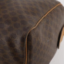 CELINE Macadam Canvas Boston Bag PVC Leather Brown Gold Auth 173792-16