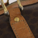 CELINE Macadam Canvas Boston Bag PVC Leather Brown Gold Auth 173792-9