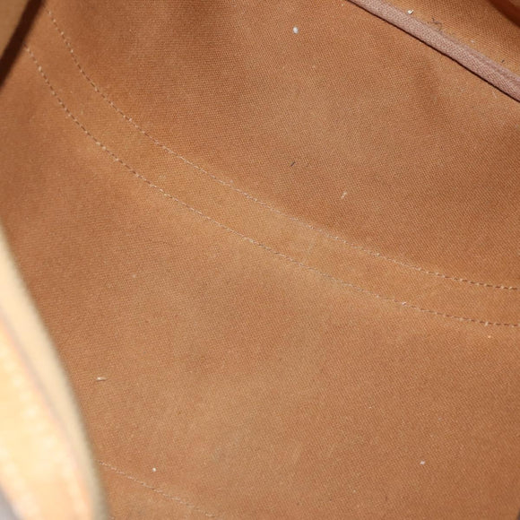 CELINE Macadam Canvas Boston Bag PVC Leather Brown Gold Auth 173792