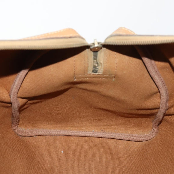 CELINE Macadam Canvas Boston Bag PVC Leather Brown Gold Auth 173792