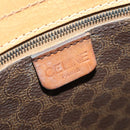 CELINE Macadam Canvas Boston Bag PVC Leather Brown Gold Auth 173792-22