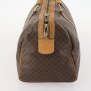 CELINE Macadam Canvas Boston Bag PVC Leather Brown Gold Auth 173792-3