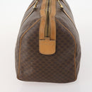 CELINE Macadam Canvas Boston Bag PVC Leather Brown Gold Auth 173792-4