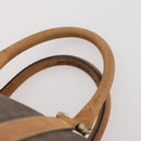CELINE Macadam Canvas Boston Bag PVC Leather Brown Gold Auth 173792-8