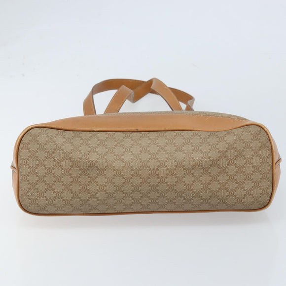CELINE Macadam Canvas Hand Bag PVC Leather Beige Gold Auth 173793