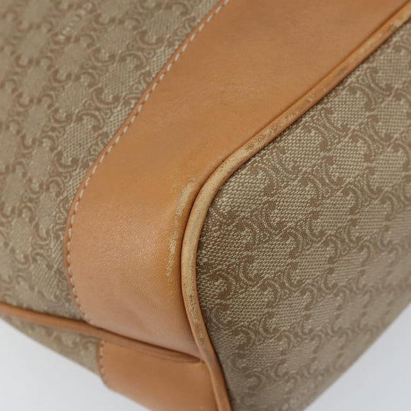 CELINE Macadam Canvas Hand Bag PVC Leather Beige Gold Auth 173793