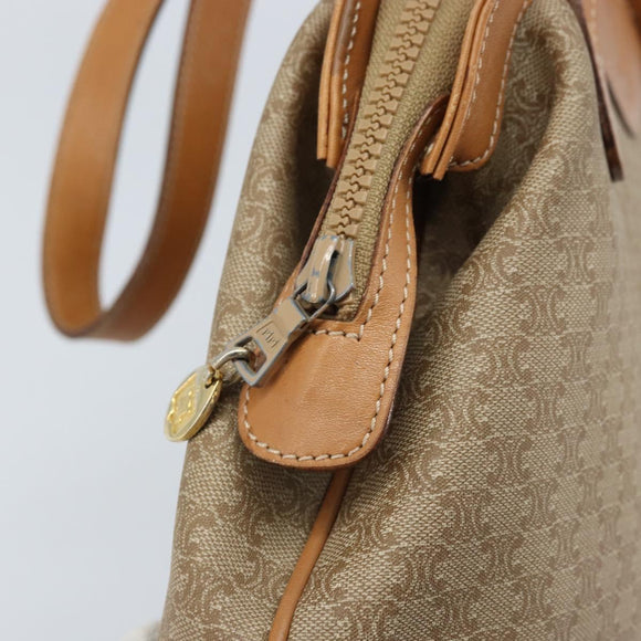 CELINE Macadam Canvas Hand Bag PVC Leather Beige Gold Auth 173793