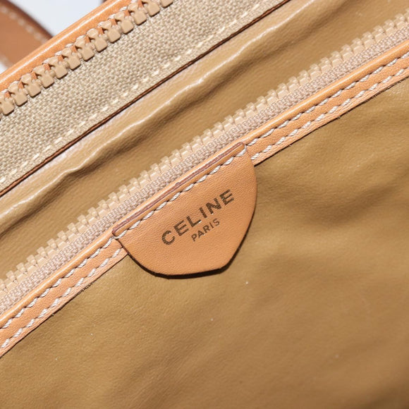 CELINE Macadam Canvas Hand Bag PVC Leather Beige Gold Auth 173793