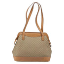 CELINE Macadam Canvas Hand Bag PVC Leather Beige Gold Auth 173793-2