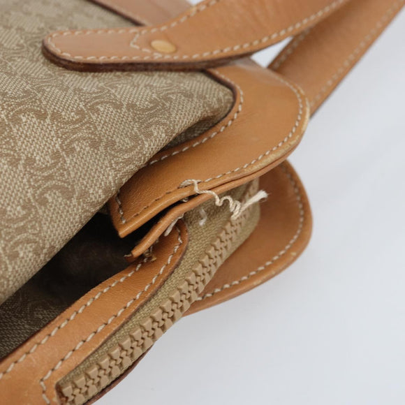 CELINE Macadam Canvas Hand Bag PVC Leather Beige Gold Auth 173793