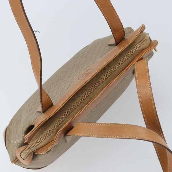 CELINE Macadam Canvas Hand Bag PVC Leather Beige Gold Auth 173793