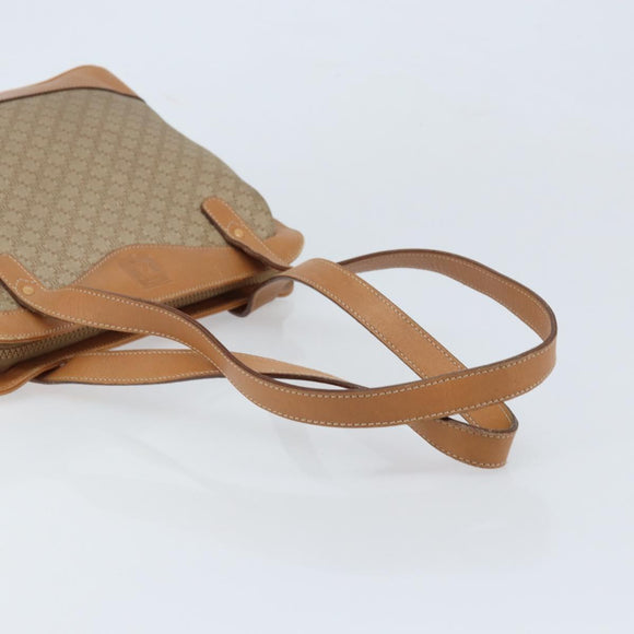 CELINE Macadam Canvas Hand Bag PVC Leather Beige Gold Auth 173793