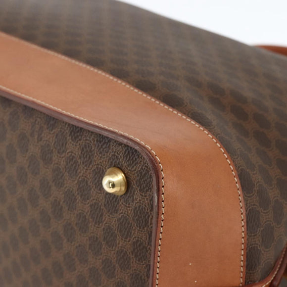 CELINE Macadam Canvas Handtasche PVC Leder Braun Gold Auth 173794