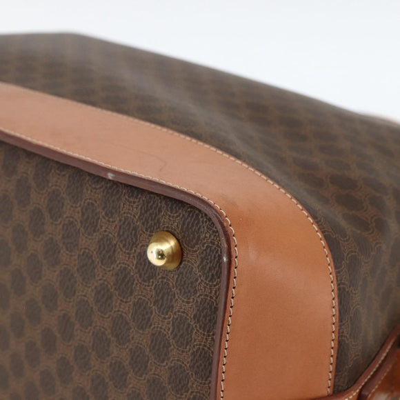 CELINE Macadam Canvas Handtasche PVC Leder Braun Gold Auth 173794