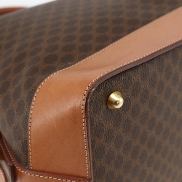 CELINE Macadam Canvas Handtasche PVC Leder Braun Gold Auth 173794