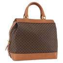 CELINE Macadam Canvas Handtasche PVC Leder Braun Gold Auth 173794-1
