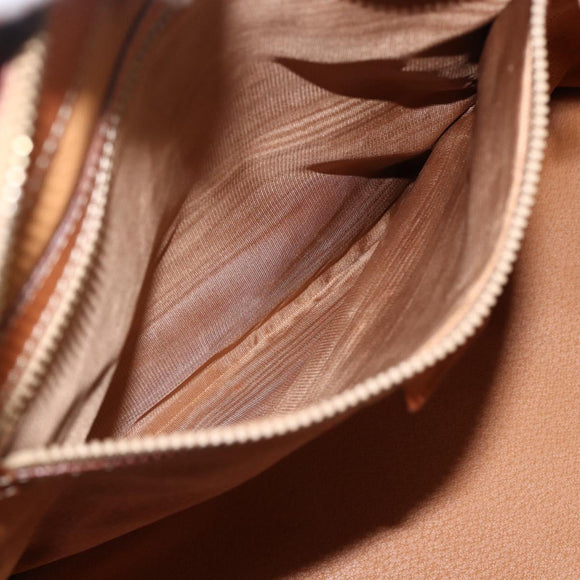 CELINE Macadam Canvas Handtasche PVC Leder Braun Gold Auth 173794