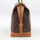 CELINE Macadam Canvas Handtasche PVC Leder Braun Gold Auth 173794-3