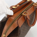 CELINE Macadam Canvas Handtasche PVC Leder Braun Gold Auth 173794-6