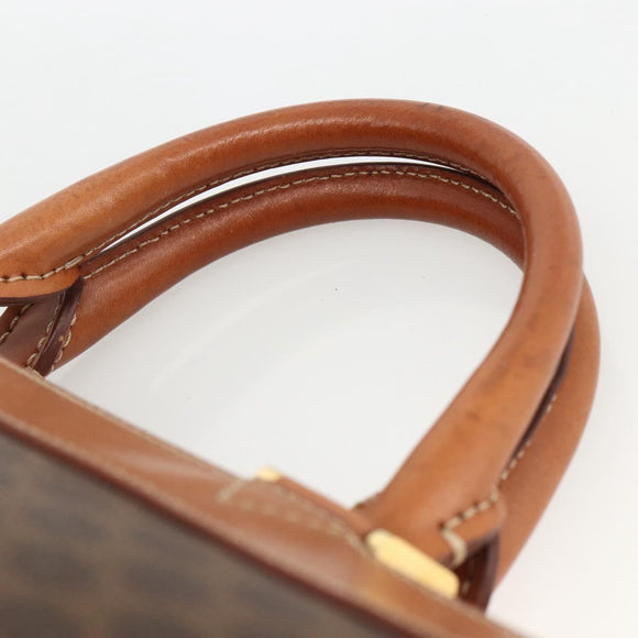 CELINE Macadam Canvas Handtasche PVC Leder Braun Gold Auth 173794