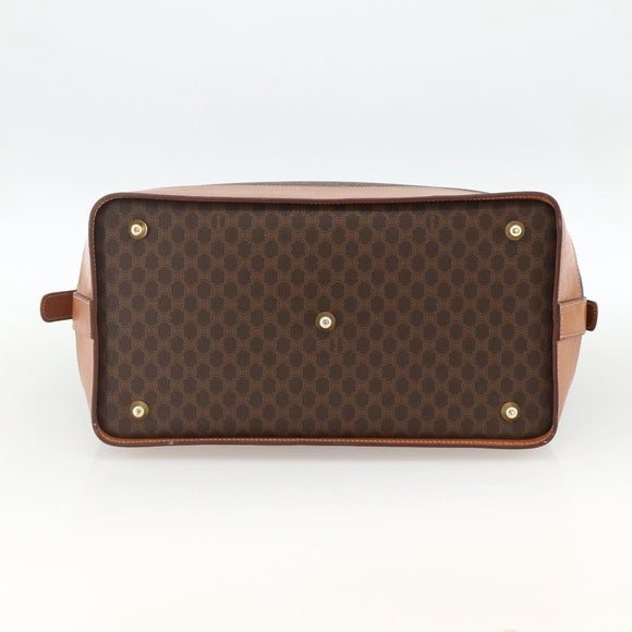 CELINE Macadam Canvas Handtasche PVC Leder Braun Gold Auth 173794