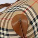 Burberrys Nova Check Hand Bag Canvas Beige Gold Auth 173795-14