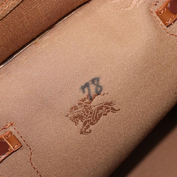 Burberrys Nova Check Hand Bag Canvas Beige Gold Auth 173795