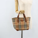 Burberrys Nova Check Hand Bag Canvas Beige Gold Auth 173795-21